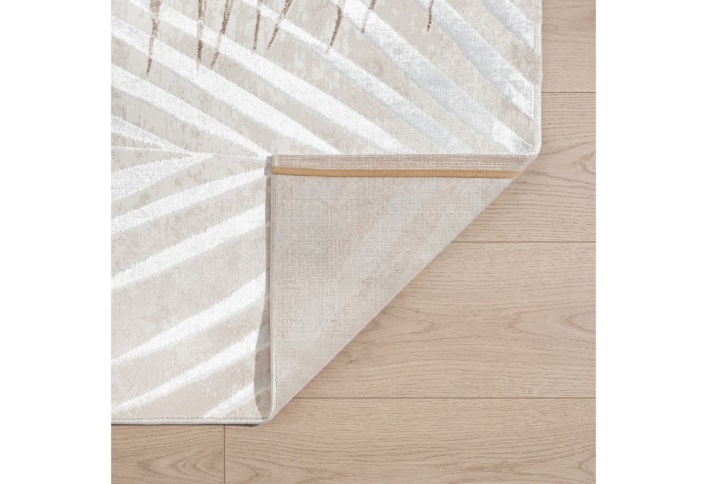 OTTO home Teppich Luvvi, rechteckig, Höhe: 8 mm, Kurzflor, modernes Blätter Design, Hoch-Tief-Struktur, Wohnzimmer – Bild 4 von 5