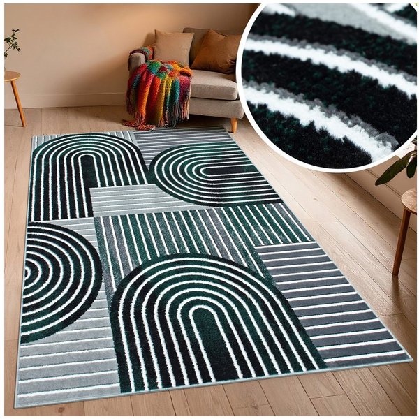 OTTO home Teppich Lysandra, rechteckig, Höhe: 8 mm, 3D-Effekt, softer Kurzflor, pflegeleicht, leichter Glanz, Scandi-Look