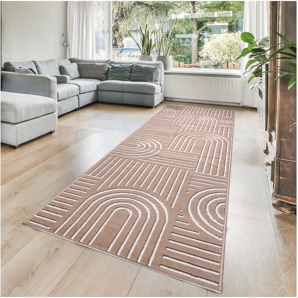 OTTO home Teppich Lysandra, rechteckig, Höhe: 8 mm, 3D-Effekt, softer Kurzflor, pflegeleicht, leichter Glanz, Scandi-Look