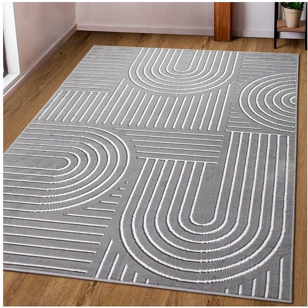 OTTO home Teppich Lysandra, rechteckig, Höhe: 8 mm, 3D-Effekt, softer Kurzflor, pflegeleicht, leichter Glanz, Scandi-Look