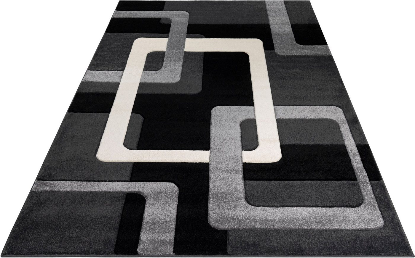 OTTO home Teppich Maxim, rechteckig, Höhe: 13 mm, Hoch-Tief-Effekt, Kurzflor, 3D-Design, Kundenliebling – Bild 3 von 5