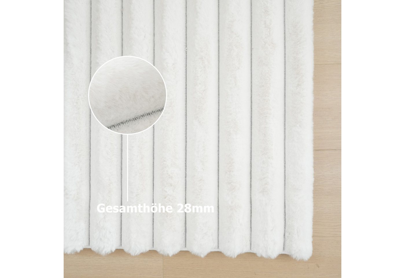OTTO home Teppich Melanie, Kunstfellteppich, besonders weich, Hoch-Tief-Effekt, rechteckig, Höhe: 28 mm, Kaninchenfell Optik, Wohnzimmer, Schlafzimmer, auch als – Bild 5 von 5