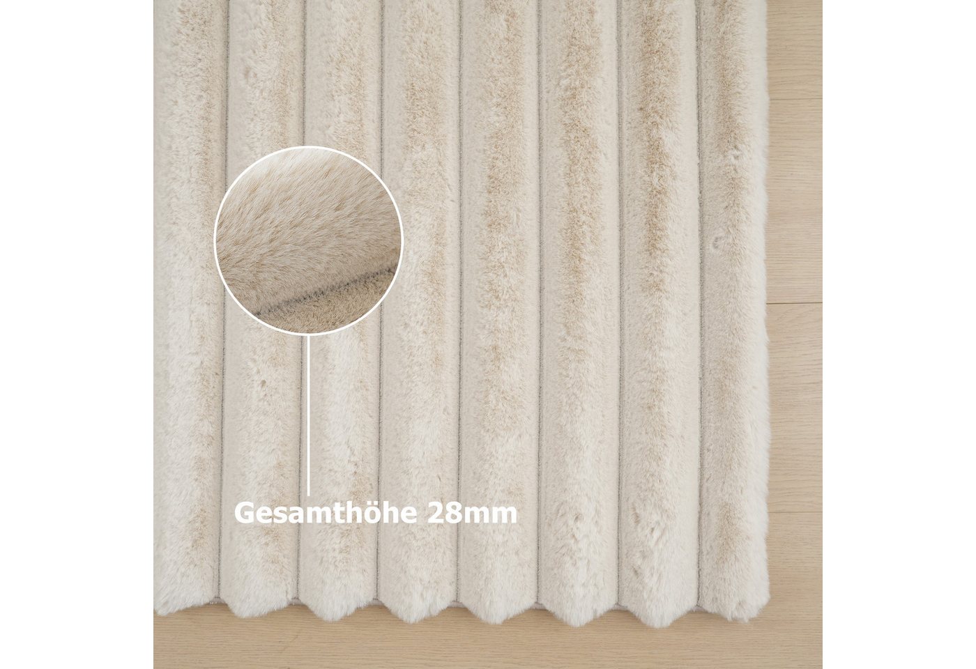 OTTO home Teppich Melanie, Kunstfellteppich, besonders weich, Hoch-Tief-Effekt, rechteckig, Höhe: 28 mm, Kaninchenfell Optik, Wohnzimmer, Schlafzimmer, auch als – Bild 5 von 5