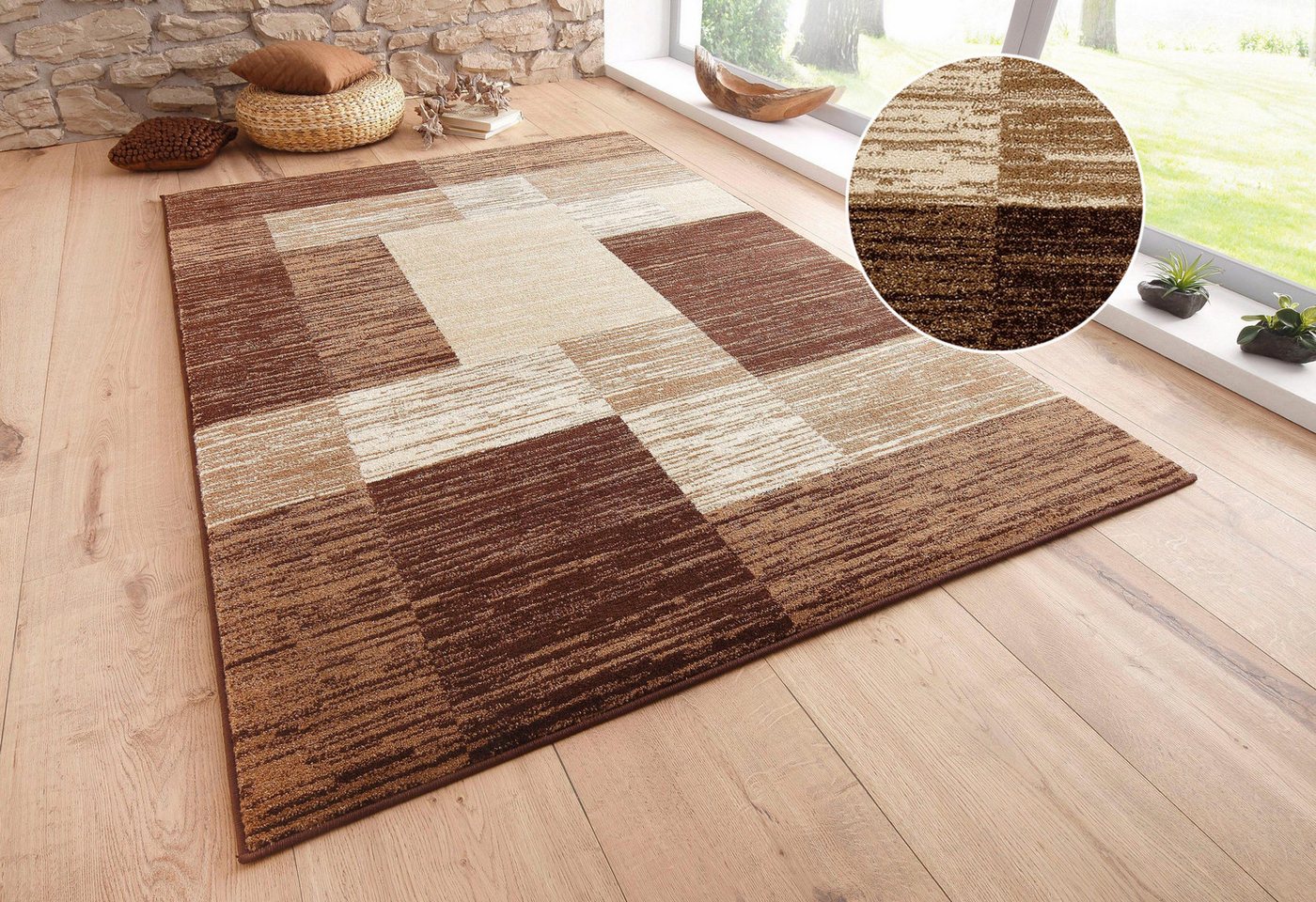 OTTO home Teppich Melvin, rechteckig, Höhe: 8 mm, schön weich, Kurzflor Teppich Karo-Muster, Wohnzimmer, Esszimmer – Bild 5 von 5