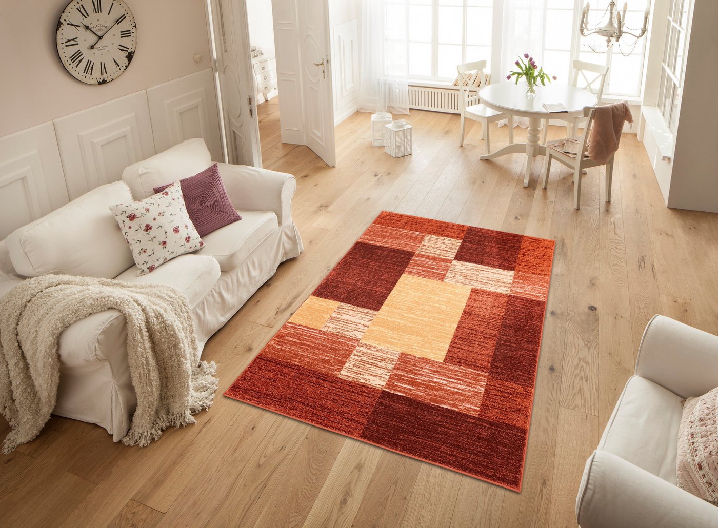 OTTO home Teppich Melvin, rechteckig, Höhe: 8 mm, schön weich, Kurzflor Teppich Karo-Muster, Wohnzimmer, Esszimmer – Bild 5 von 5