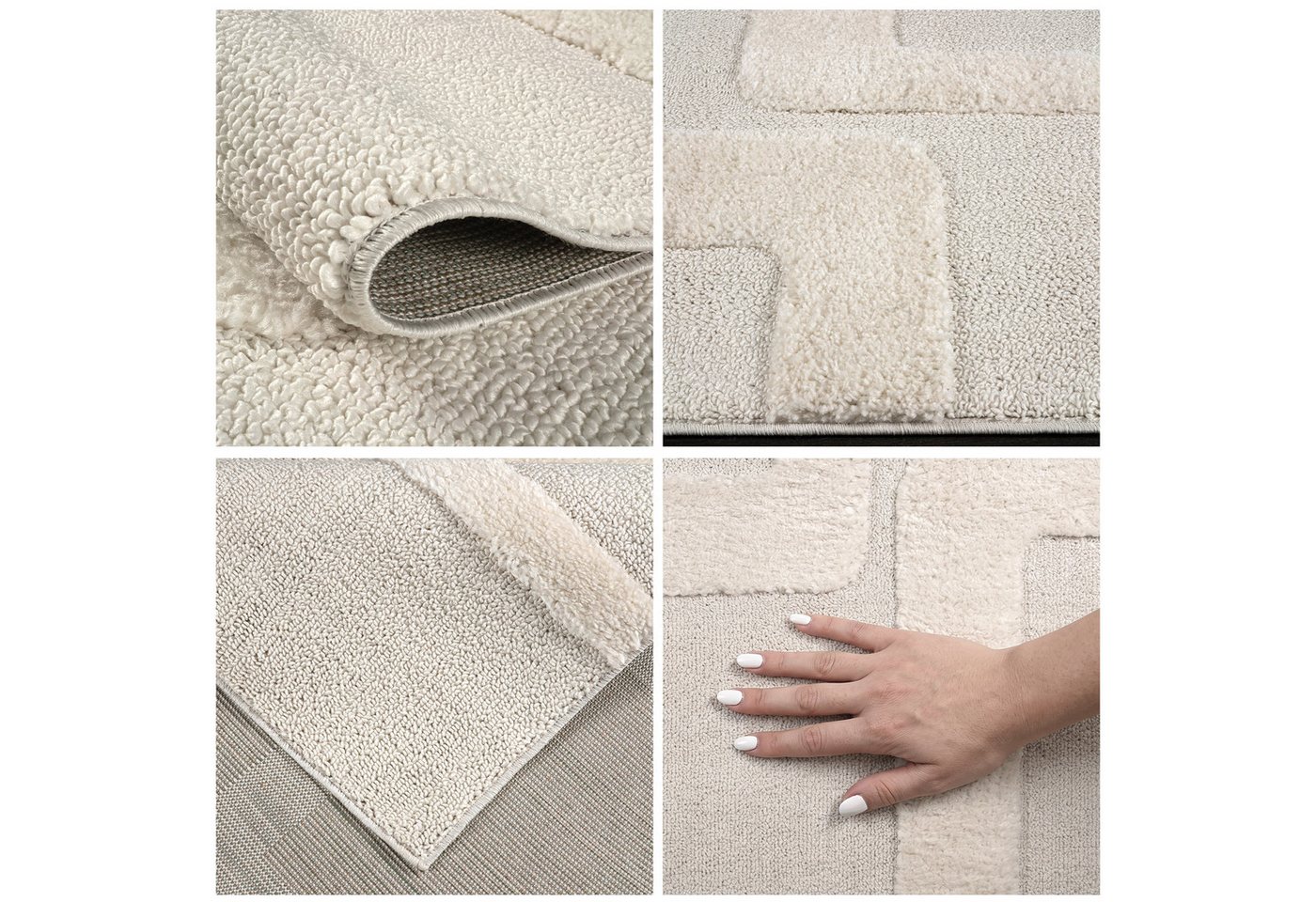 OTTO home Teppich Modea, geometrisches Muster, 3D, rechteckig, Höhe: 20 mm, Ton-in-Ton, Hoch-Tief, weich, Wohnzimmer, Schlafzimmer – Bild 3 von 5