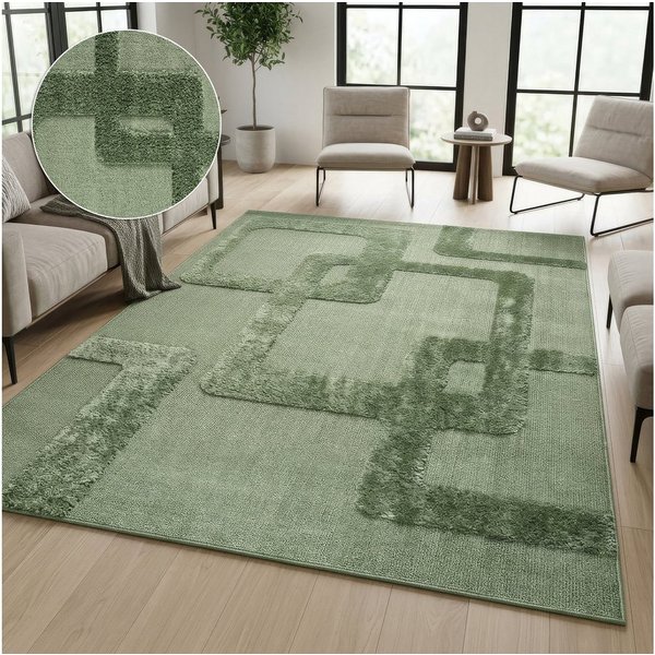 OTTO home Teppich Modea, geometrisches Muster, 3D, rechteckig, Höhe: 20 mm, Ton-in-Ton, Hoch-Tief, weich, Wohnzimmer, Schlafzimmer