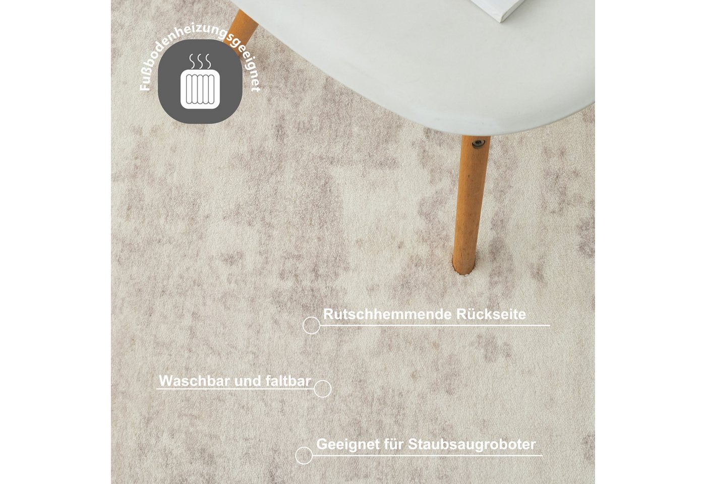 OTTO home Teppich Mokk, Druckteppich, mehrfarbig, im Vintage-Look, rechteckig, Höhe: 12 mm, bedruckt, waschbar, weich, Wohnzimmer, Schlafzimmer, Esszimmer – Bild 4 von 5