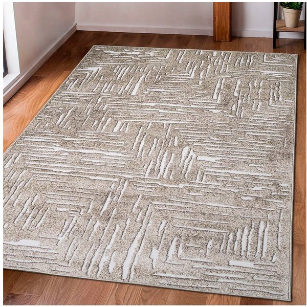 OTTO home Teppich Navid, rechteckig, Höhe: 9 mm, Kurzflor, Hoch-Tief-Struktur, 3D-Design, modern, pflegeleicht
