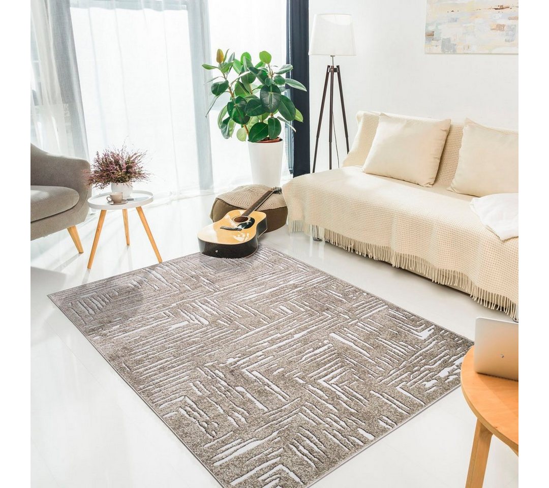 OTTO home Teppich Navid, rechteckig, Höhe: 9 mm, Kurzflor, Hoch-Tief-Struktur, 3D-Design, modern, pflegeleicht – Bild 4 von 5