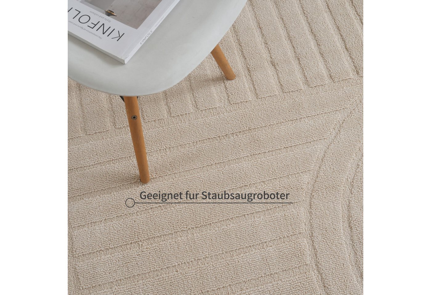 OTTO home Teppich Neele, Boho-Design, Hoch-Tief, waschbar, rechteckig, Höhe: 12 mm, 3D Optik, Skandinavisch, Designteppich, Wohnzimmer, Schlafzimmer – Bild 4 von 5