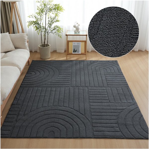 OTTO home Teppich Neele, Boho-Design, Hoch-Tief, waschbar, rechteckig, Höhe: 12 mm, 3D Optik, Skandinavisch, Designteppich, Wohnzimmer, Schlafzimmer