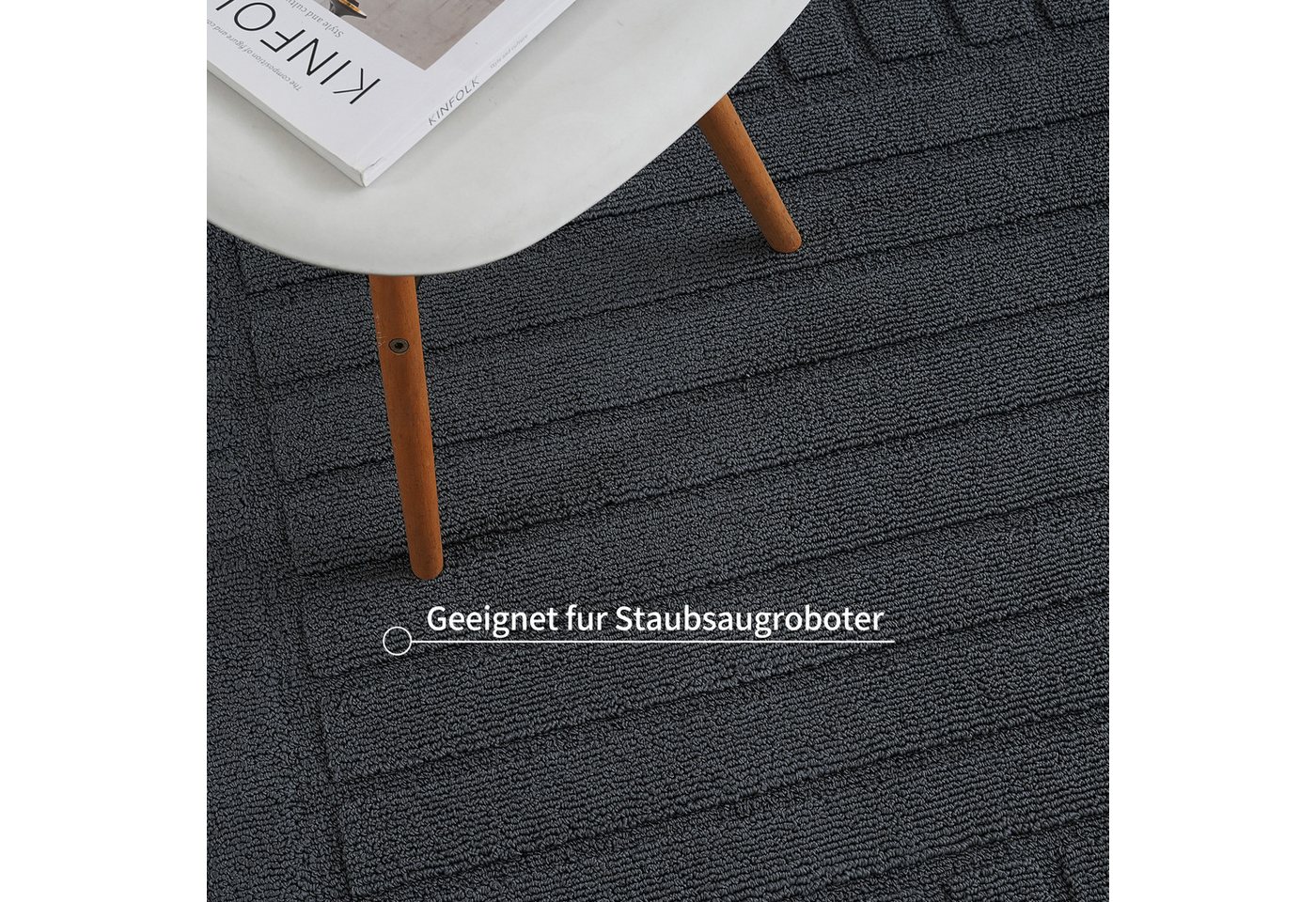 OTTO home Teppich Neele, Boho-Design, Hoch-Tief, waschbar, rechteckig, Höhe: 12 mm, 3D Optik, Skandinavisch, Designteppich, Wohnzimmer, Schlafzimmer – Bild 4 von 5