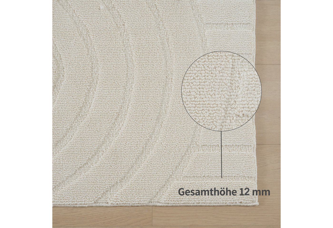 OTTO home Teppich Neele, Boho-Design, Hoch-Tief, waschbar, rechteckig, Höhe: 12 mm, 3D Optik, Skandinavisch, Designteppich, Wohnzimmer, Schlafzimmer – Bild 5 von 5