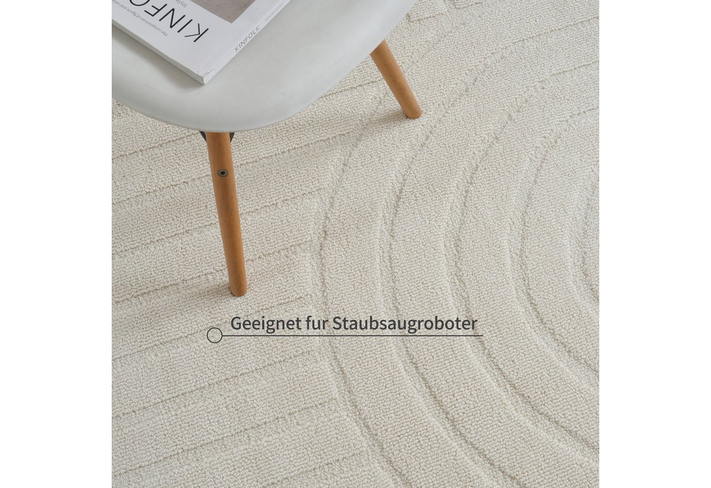 OTTO home Teppich Neele, Boho-Design, Hoch-Tief, waschbar, rechteckig, Höhe: 12 mm, 3D Optik, Skandinavisch, Designteppich, Wohnzimmer, Schlafzimmer – Bild 4 von 5