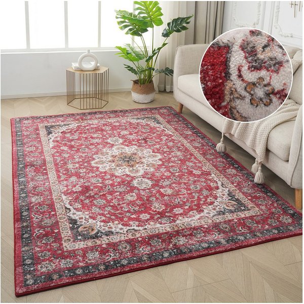 OTTO home Teppich Omar, Druckteppich, orientalisches Design, mehrfarbig, bedruckt, rechteckig, Höhe: 13 mm, Orient-Optik, Vintage Design, weich, Wohnzimmer, Sch