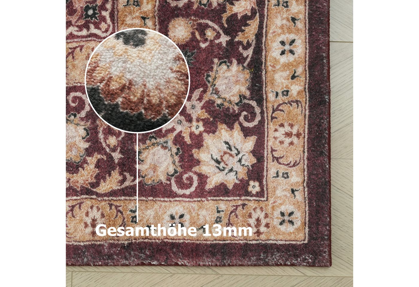 OTTO home Teppich Omar, Druckteppich, orientalisches Design, mehrfarbig, bedruckt, rechteckig, Höhe: 13 mm, Orient-Optik, Vintage Design, weich, Wohnzimmer, Sch – Bild 5 von 5