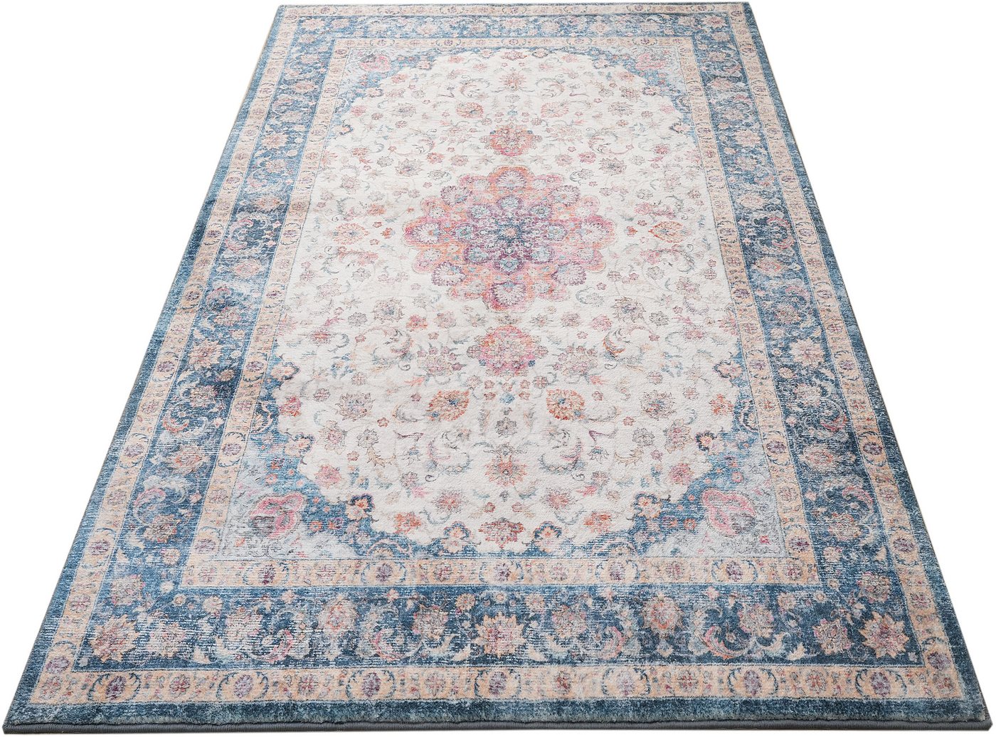OTTO home Teppich Omar, Druckteppich, orientalisches Design, mehrfarbig, bedruckt, rechteckig, Höhe: 13 mm, Orient-Optik, Vintage Design, weich, Wohnzimmer, Sch – Bild 2 von 5