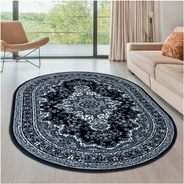 OTTO home Teppich Oriental, Made in Belgium, oval, Höhe: 7 mm, Orient-Optik, mit Bordüre, Teppich, Kurzflor, Weich, Kundenliebling