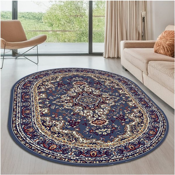 OTTO home Teppich Oriental, Made in Belgium, oval, Höhe: 7 mm, Orient-Optik, mit Bordüre, Teppich, Kurzflor, Weich, Kundenliebling