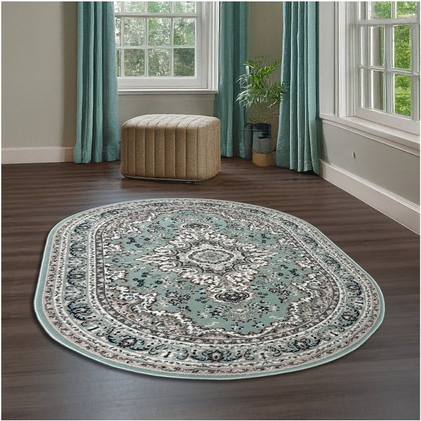 OTTO home Teppich Oriental, Made in Belgium, oval, Höhe: 7 mm, Orient-Optik, mit Bordüre, Teppich, Kurzflor, Weich, Kundenliebling