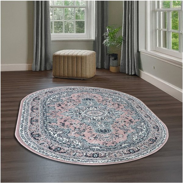 OTTO home Teppich Oriental, Made in Belgium, oval, Höhe: 7 mm, Orient-Optik, mit Bordüre, Teppich, Kurzflor, Weich, Kundenliebling