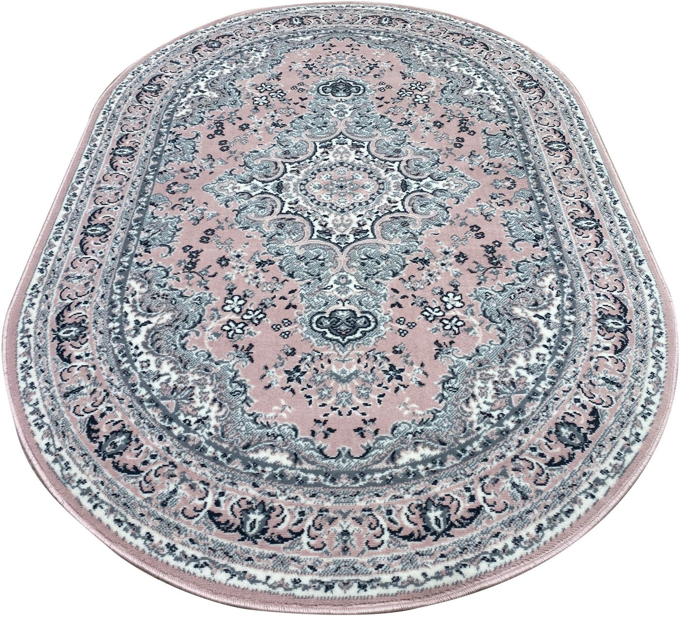 OTTO home Teppich Oriental, Made in Belgium, oval, Höhe: 7 mm, Orient-Optik, mit Bordüre, Teppich, Kurzflor, Weich, Kundenliebling – Bild 4 von 5