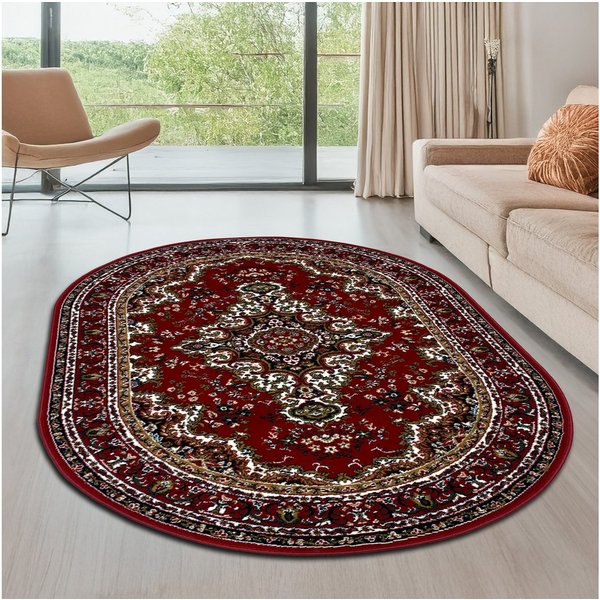 OTTO home Teppich Oriental, Made in Belgium, oval, Höhe: 7 mm, Orient-Optik, mit Bordüre, Teppich, Kurzflor, Weich, Kundenliebling
