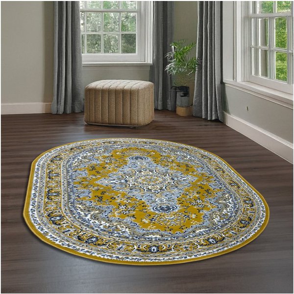 OTTO home Teppich Oriental, Made in Belgium, oval, Höhe: 7 mm, Orient-Optik, mit Bordüre, Teppich, Kurzflor, Weich, Kundenliebling