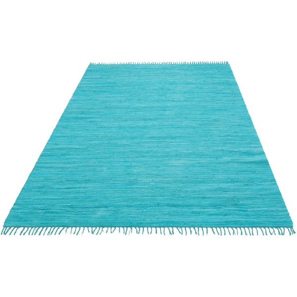 OTTO home Teppich Paul, Handwebteppich, rechteckig, Höhe: 5 mm, reine Baumwolle, Uni, handgewebt, Wendeteppich, mit Fransen, Läufer