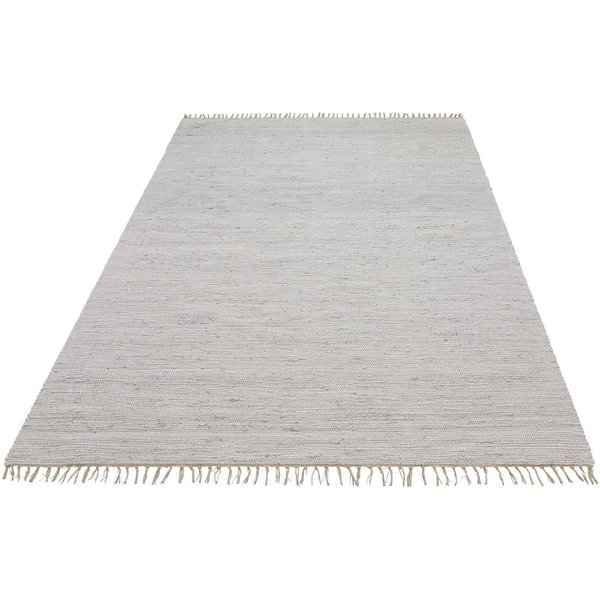 OTTO home Teppich Paul, Handwebteppich, rechteckig, Höhe: 5 mm, reine Baumwolle, Uni, handgewebt, Wendeteppich, mit Fransen, Läufer