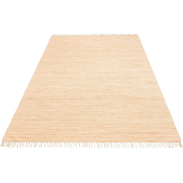 OTTO home Teppich Paul, Handwebteppich, rechteckig, Höhe: 5 mm, reine Baumwolle, Uni, handgewebt, Wendeteppich, mit Fransen, Läufer