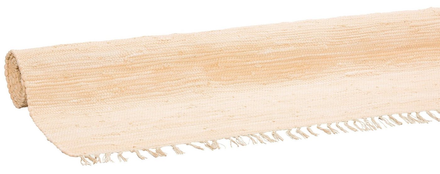 OTTO home Teppich Paul, Handwebteppich, rechteckig, Höhe: 5 mm, reine Baumwolle, Uni, handgewebt, Wendeteppich, mit Fransen, Läufer – Bild 3 von 5