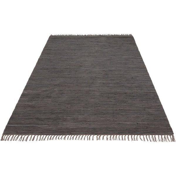 OTTO home Teppich Paul, Handwebteppich, rechteckig, Höhe: 5 mm, reine Baumwolle, Uni, handgewebt, Wendeteppich, mit Fransen, Läufer
