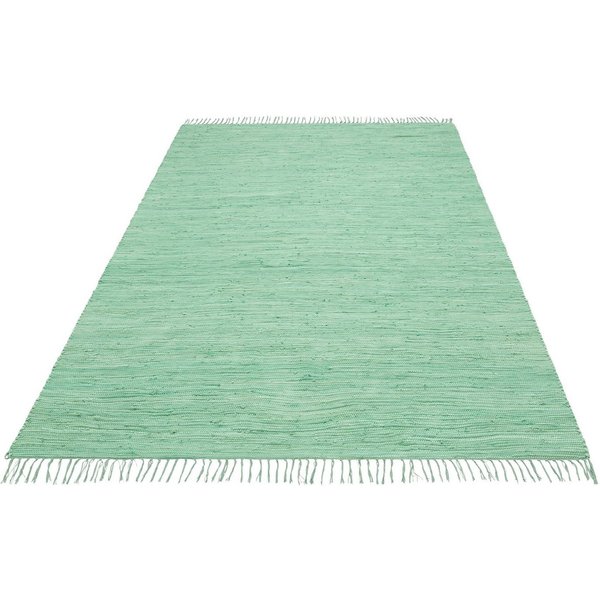OTTO home Teppich Paul, Handwebteppich, rechteckig, Höhe: 5 mm, reine Baumwolle, Uni, handgewebt, Wendeteppich, mit Fransen, Läufer