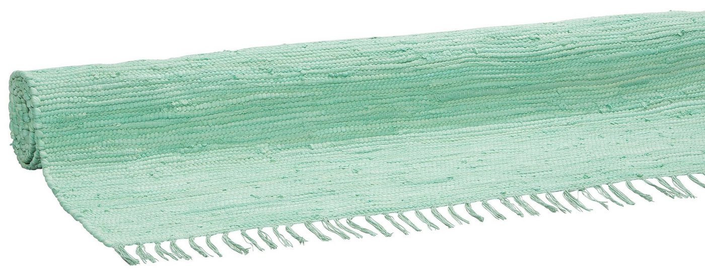 OTTO home Teppich Paul, Handwebteppich, rechteckig, Höhe: 5 mm, reine Baumwolle, Uni, handgewebt, Wendeteppich, mit Fransen, Läufer – Bild 3 von 5
