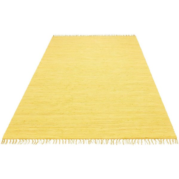 OTTO home Teppich Paul, Handwebteppich, rechteckig, Höhe: 5 mm, reine Baumwolle, Uni, handgewebt, Wendeteppich, mit Fransen, Läufer