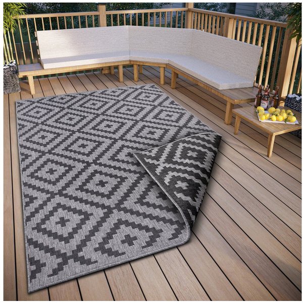 OTTO home Teppich Ronda Wendeteppich, rechteckig, Höhe: 5 mm, Sisal-Optik, Flachgewebe, In- und Outdoor, geometrisches Boho Design