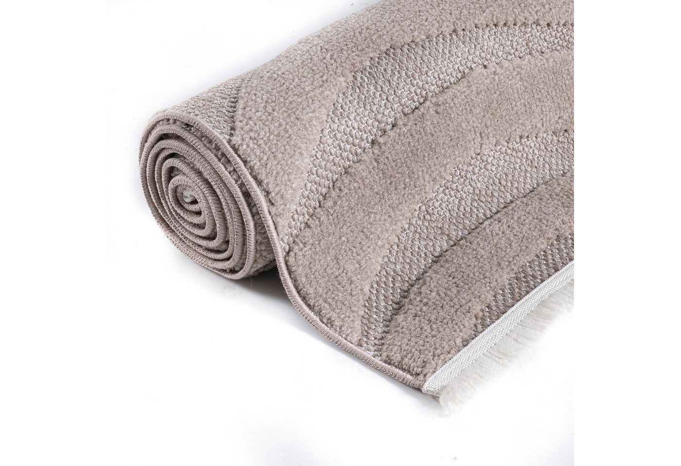OTTO home Teppich Samelia mit Fransen, Wellendesign, Balkon, Camping, rechteckig, Höhe: 6 mm, Hoch-Tief-Struktur, In- und Outdoor geeignet für Küche oder Esszim – Bild 5 von 5