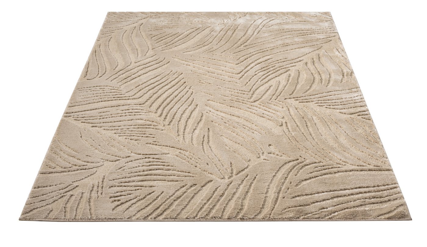 OTTO home Teppich Samia, Hoch-Tief-Struktur, rechteckig, Höhe: 19 mm, leichter Glanz, Floral, Blätter, Modern, Wohnzimmer, Schlafzimmer – Bild 3 von 5