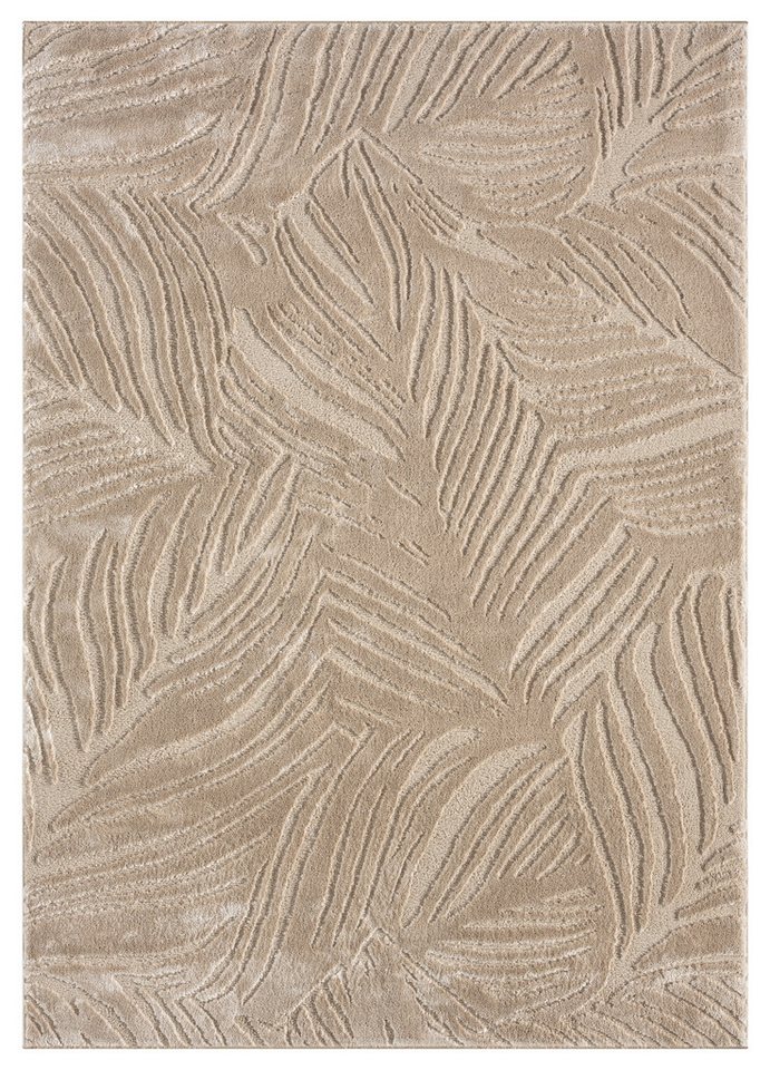 OTTO home Teppich Samia, Hoch-Tief-Struktur, rechteckig, Höhe: 19 mm, leichter Glanz, Floral, Blätter, Modern, Wohnzimmer, Schlafzimmer – Bild 2 von 5