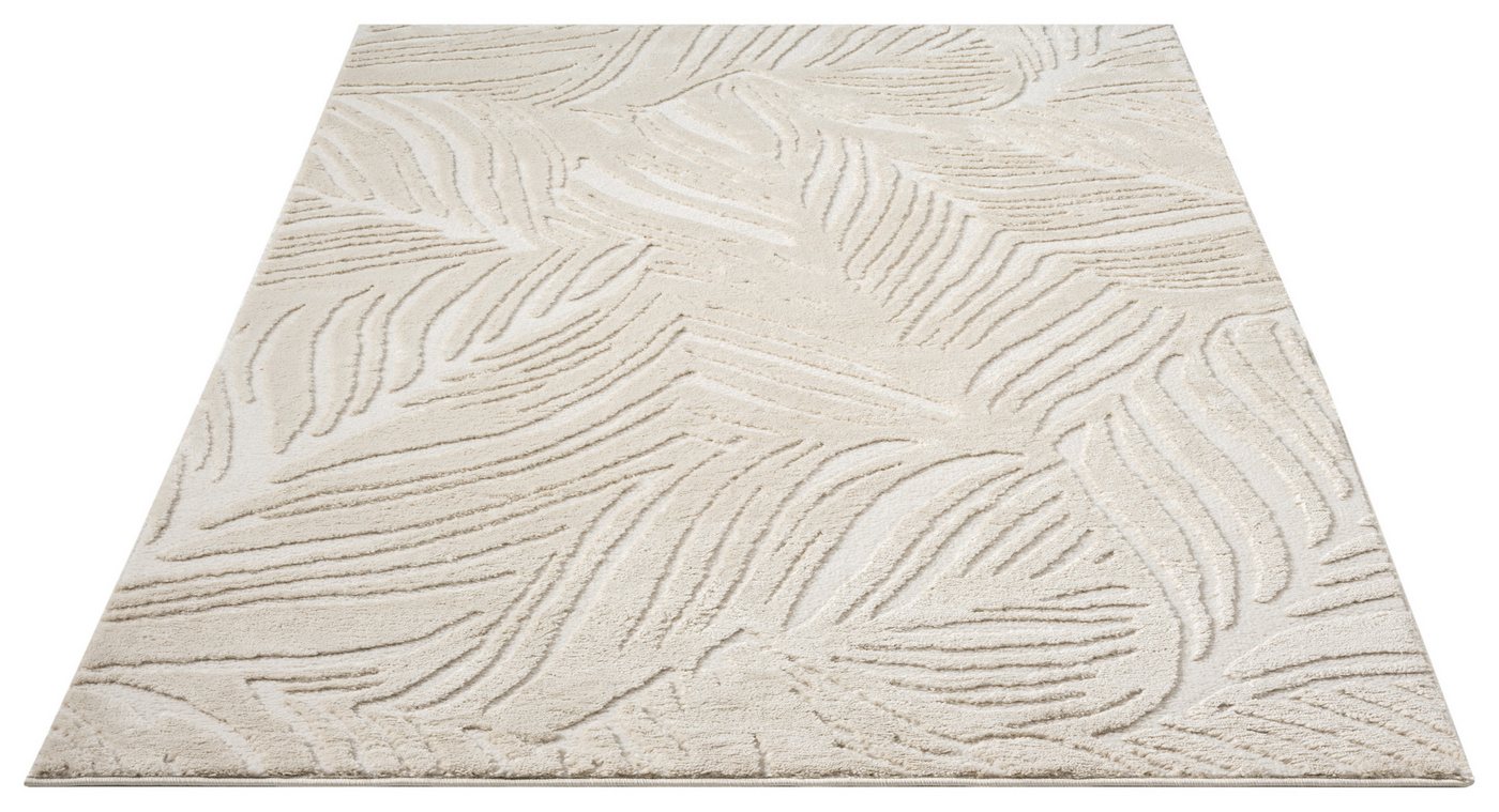 OTTO home Teppich Samia, Hoch-Tief-Struktur, rechteckig, Höhe: 19 mm, leichter Glanz, Floral, Blätter, Modern, Wohnzimmer, Schlafzimmer – Bild 3 von 5