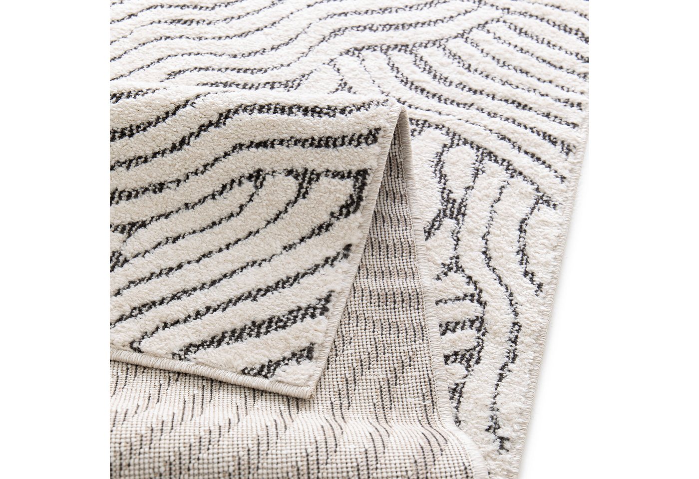 OTTO home Teppich Segovia, Supersoft, 3D- Design, weiche Haptik, modernes Design, rechteckig, Höhe: 9 mm, Hoch-Tief-Struktur, Wohnzimmer, Esszimmer, Schlafzimme – Bild 4 von 5