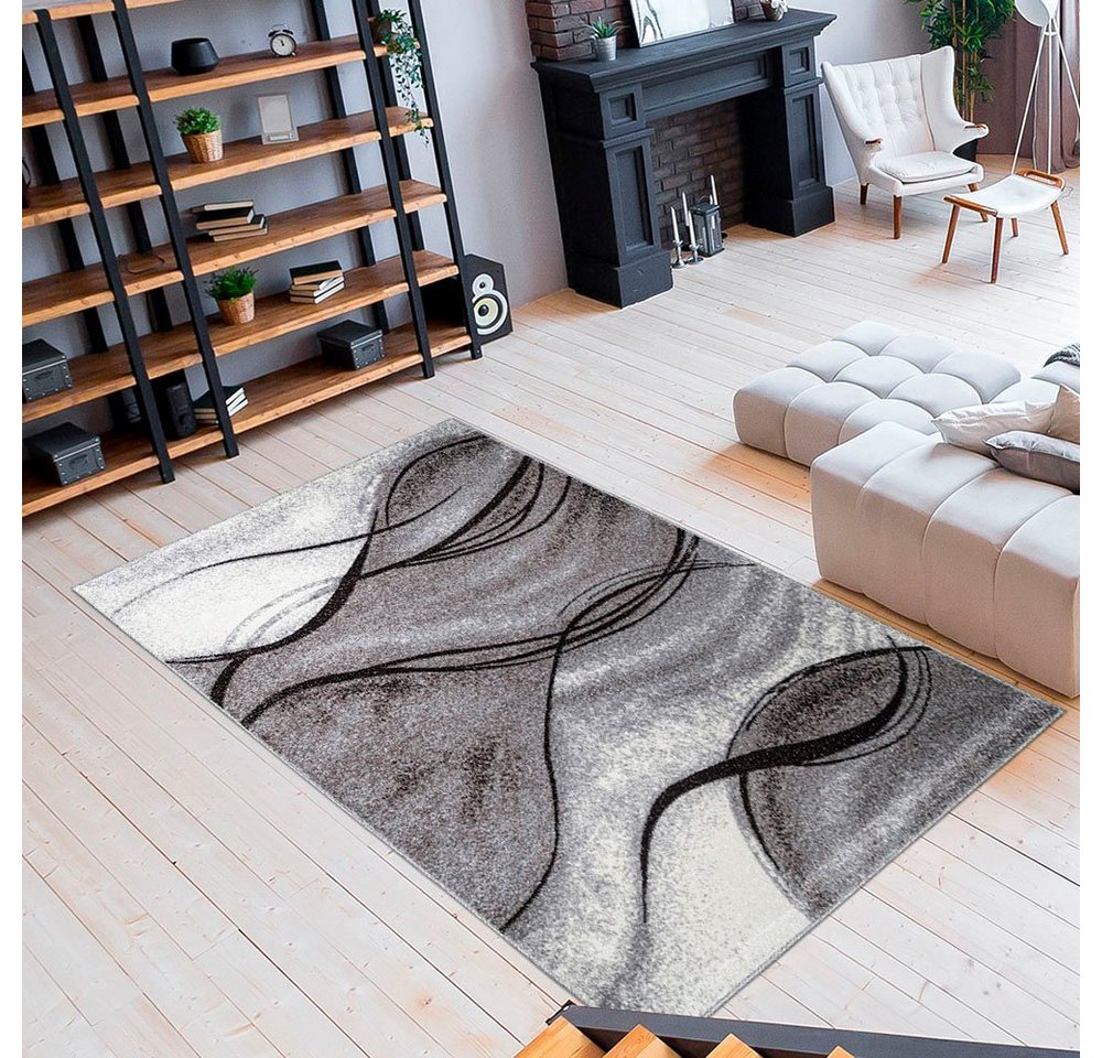 OTTO home Teppich Tritom, rechteckig, Höhe: 9 mm, mit besonders weichem Flor, Kurzflor, modernes Wellen Muster – Bild 3 von 5