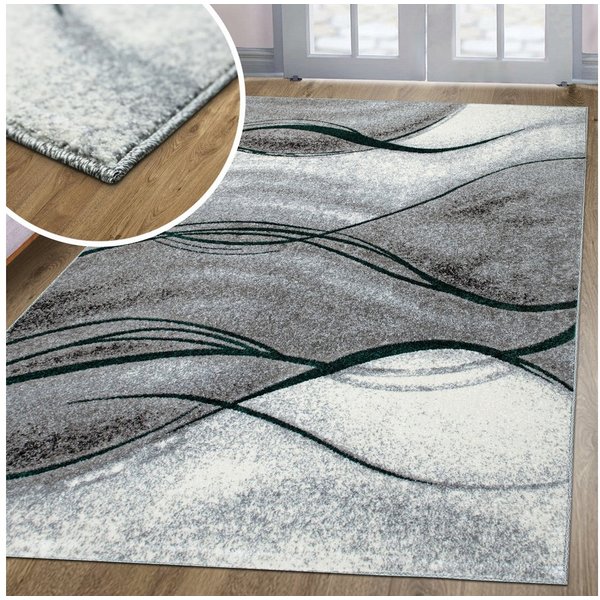 OTTO home Teppich Tritom, rechteckig, Höhe: 9 mm, mit besonders weichem Flor, Kurzflor, modernes Wellen Muster