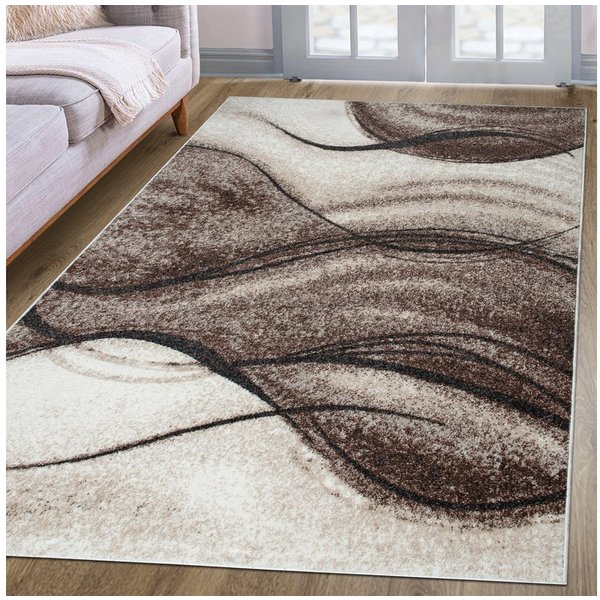 OTTO home Teppich Tritom, rechteckig, Höhe: 9 mm, mit besonders weichem Flor, Kurzflor, modernes Wellen Muster