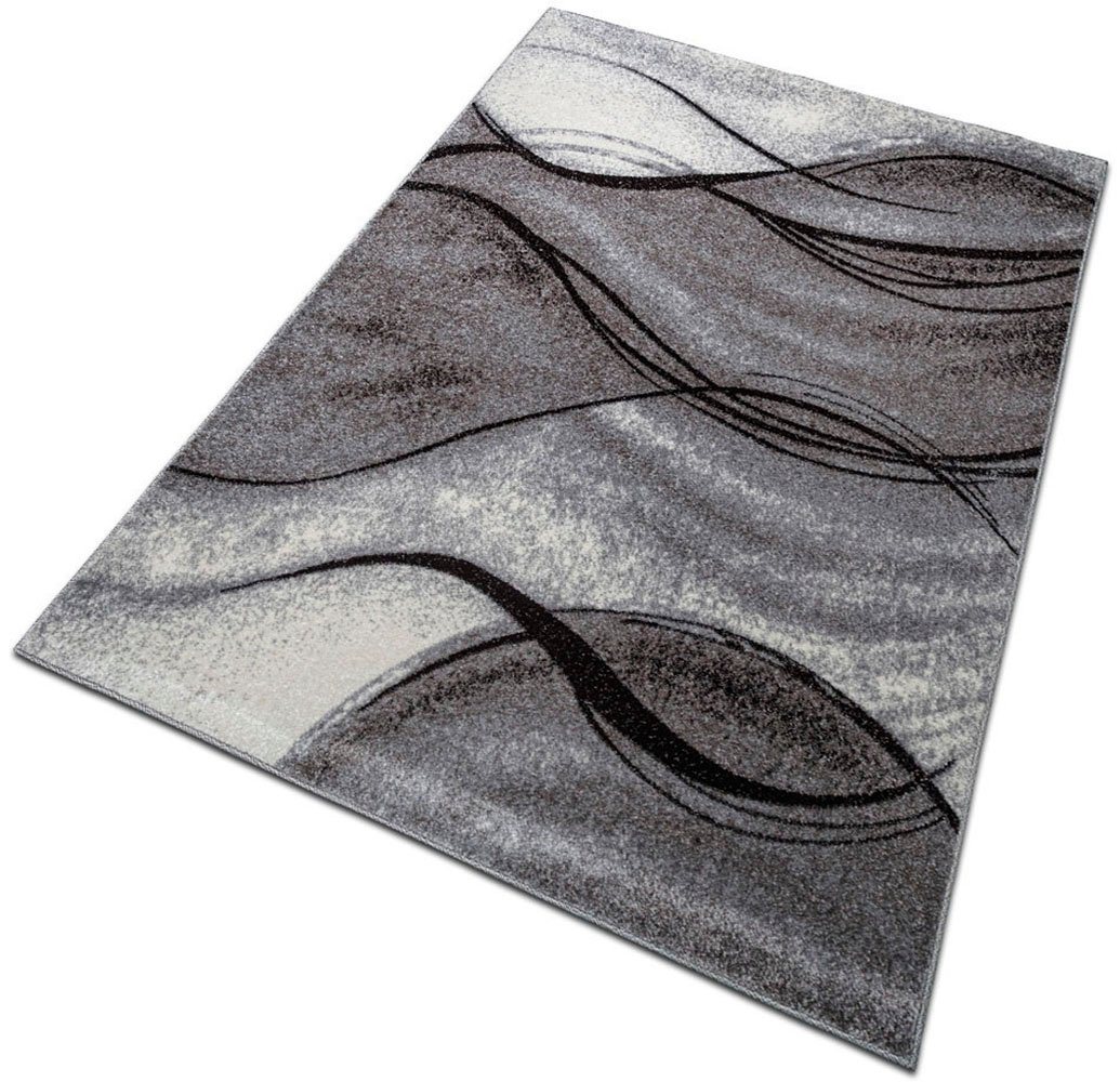 OTTO home Teppich Tritom, rechteckig, Höhe: 9 mm, mit besonders weichem Flor, Kurzflor, modernes Wellen Muster – Bild 4 von 5