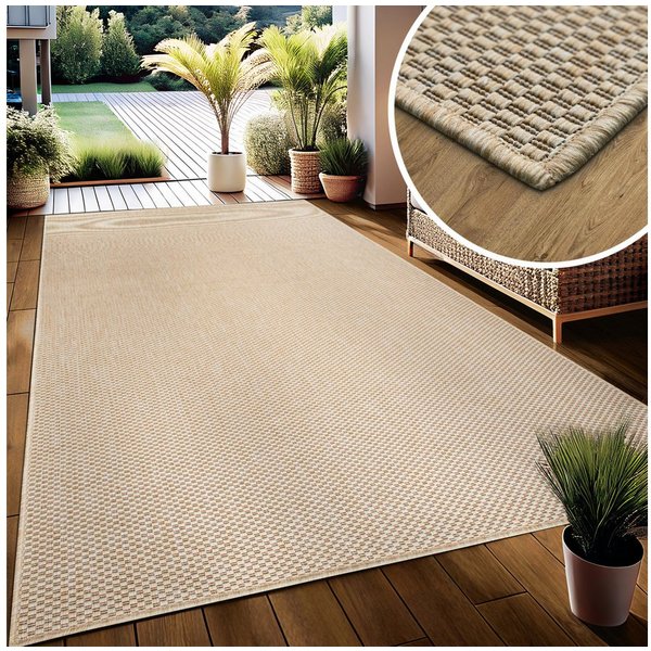 OTTO home Teppich Venedig, in Standard- und Premium-Qualität, 3 mm oder 5 mm Höhe, rechteckig, In- und Outdoor geeignet, Wetterfest & UV-beständig, Sisal-Optik