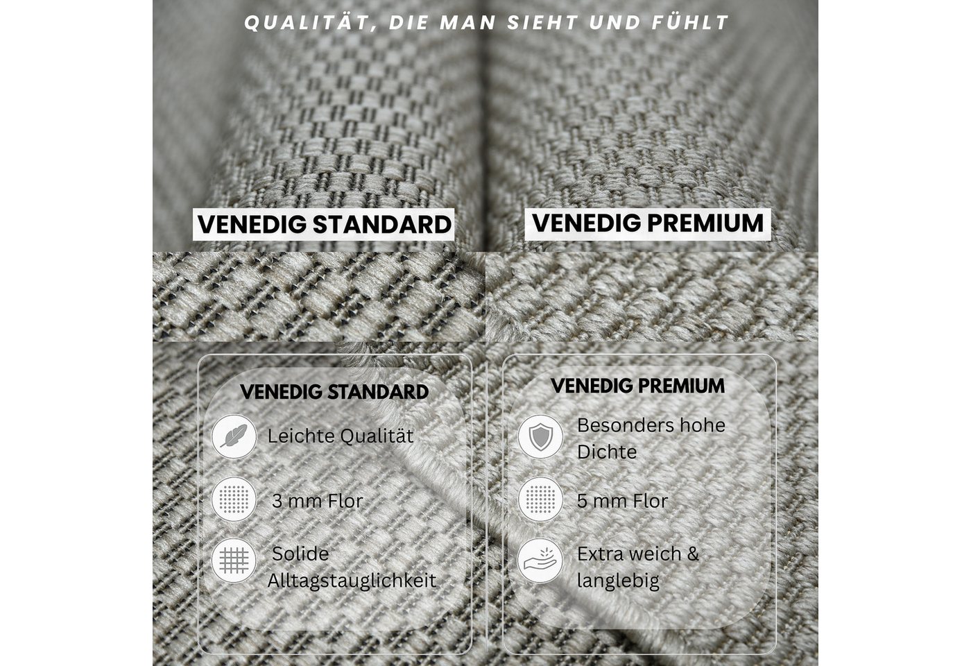 OTTO home Teppich Venedig, in Standard- und Premium-Qualität, 3 mm oder 5 mm Höhe, rechteckig, In- und Outdoor geeignet, Wetterfest & UV-beständig, Sisal-Optik – Bild 3 von 5