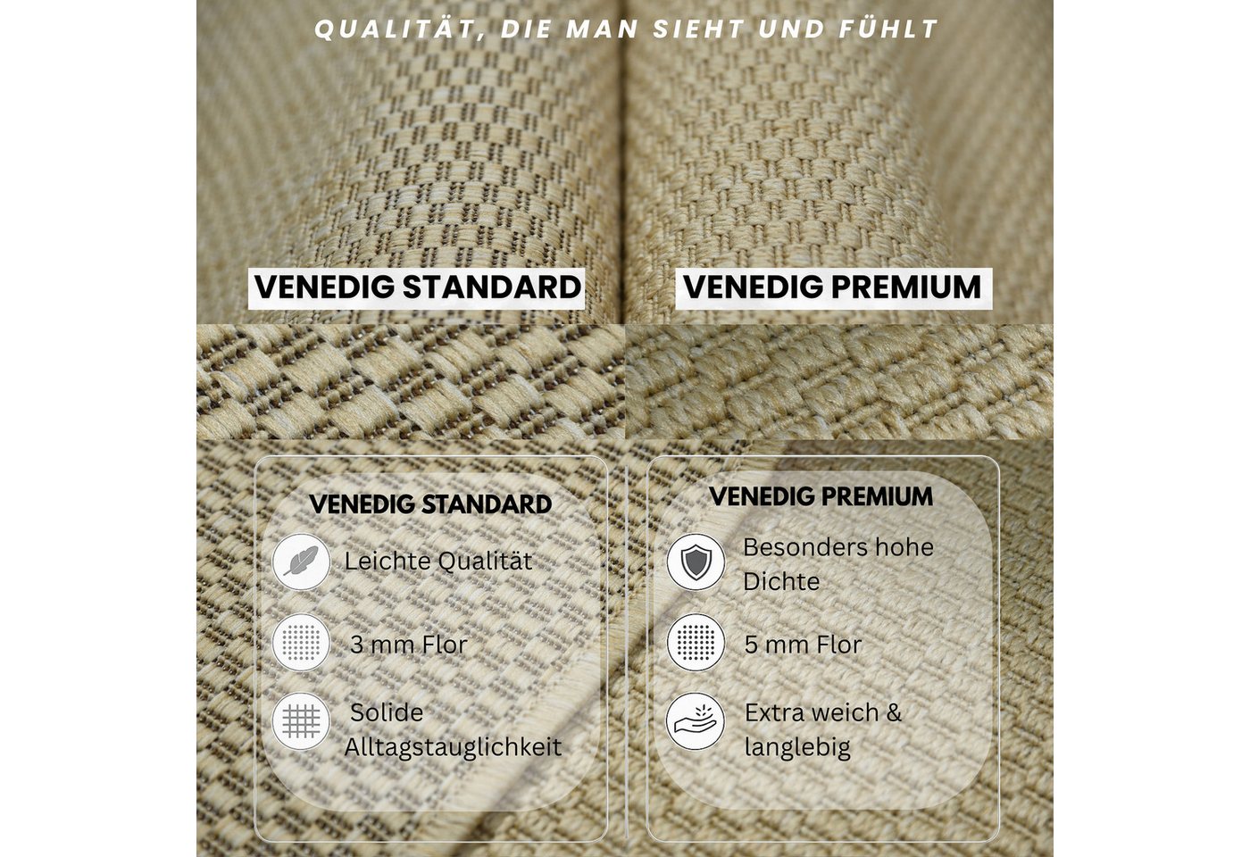 OTTO home Teppich Venedig, in Standard- und Premium-Qualität, 3 mm oder 5 mm Höhe, rechteckig, In- und Outdoor geeignet, Wetterfest & UV-beständig, Sisal-Optik – Bild 4 von 5